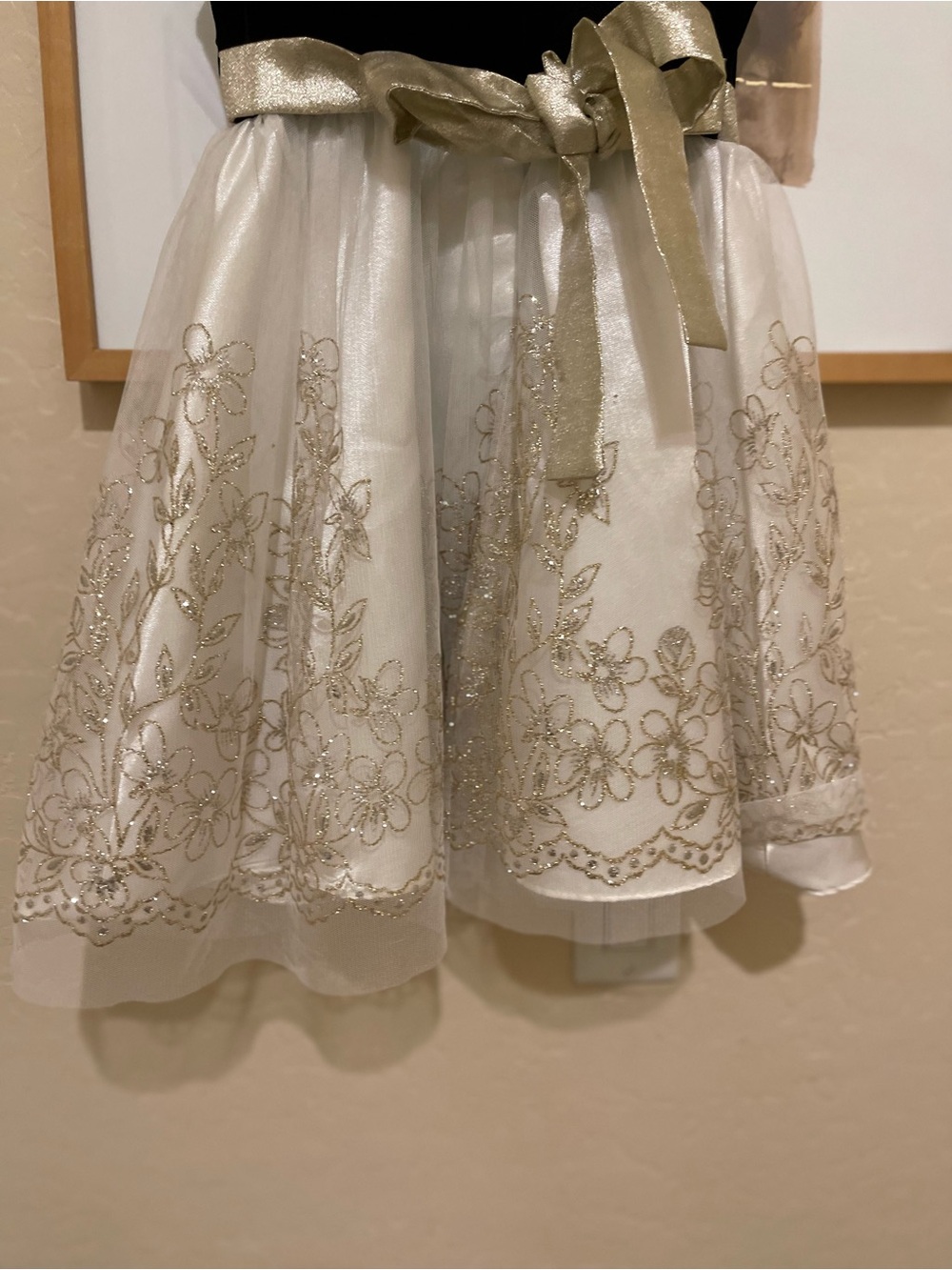 Jona Michelle Black Velvet and Cream Gold-Embroidered Party Dress - Picture 10 of 13